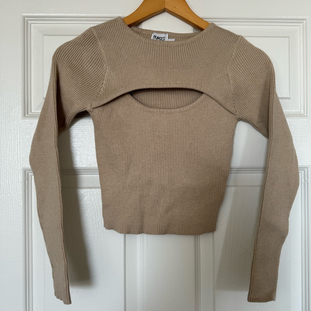 Nude cut out crop sweater bodycon